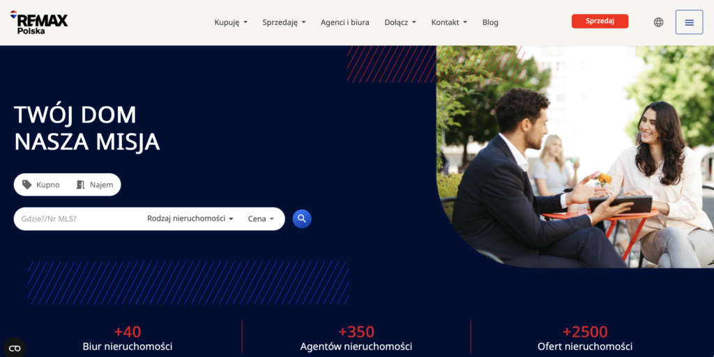 Strona główna RE/MAX Polska z wyszukiwarką nieruchomości