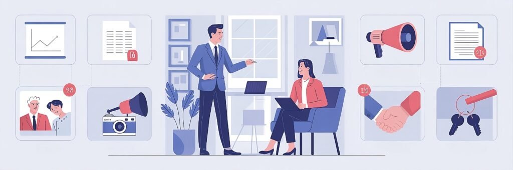 Koncepcja pracy zespołowej w biurze. Czynności pracy agenta nieruchomości.