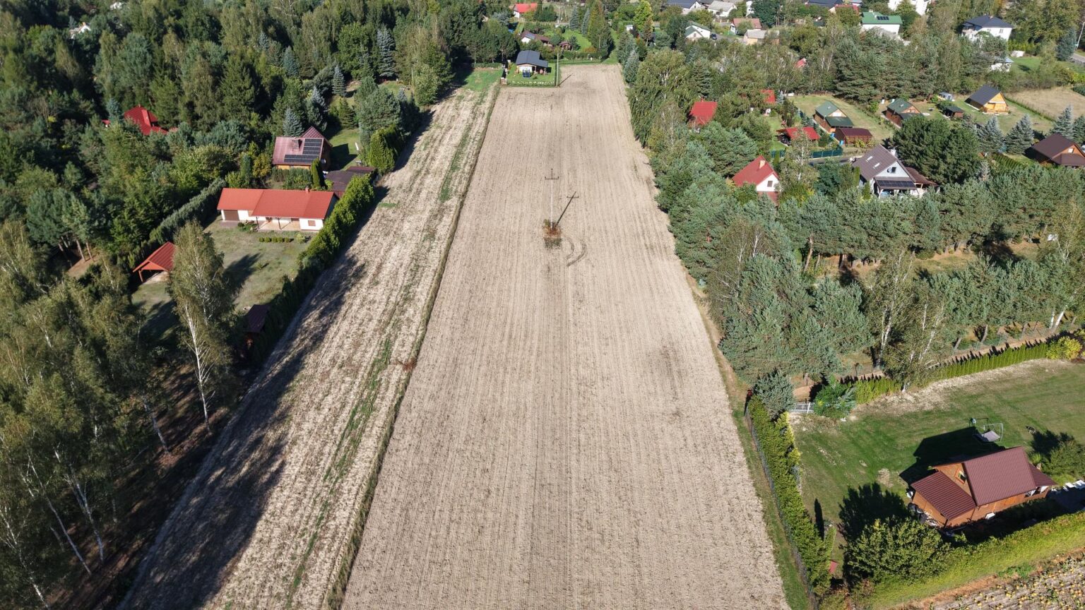 Widok z lotu ptaka na pole i las