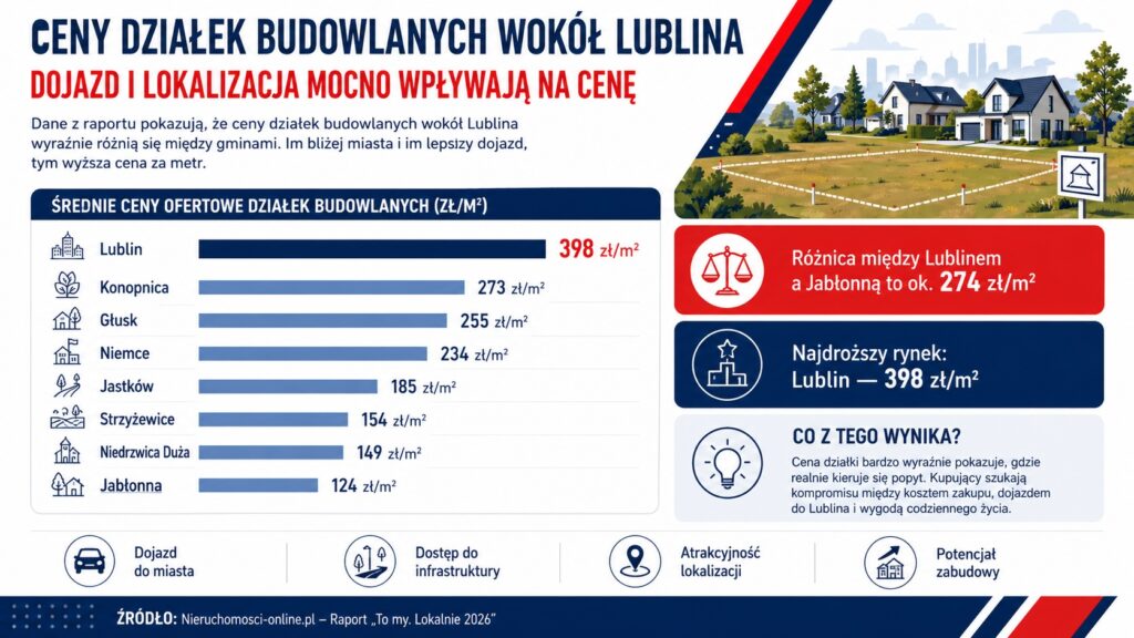 Ceny działek budowlanych wokół Lublina – porównanie gmin