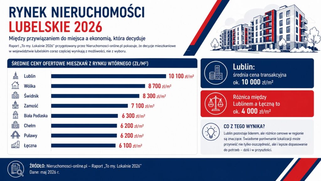 Infografika cen mieszkań Lubelskie 2026