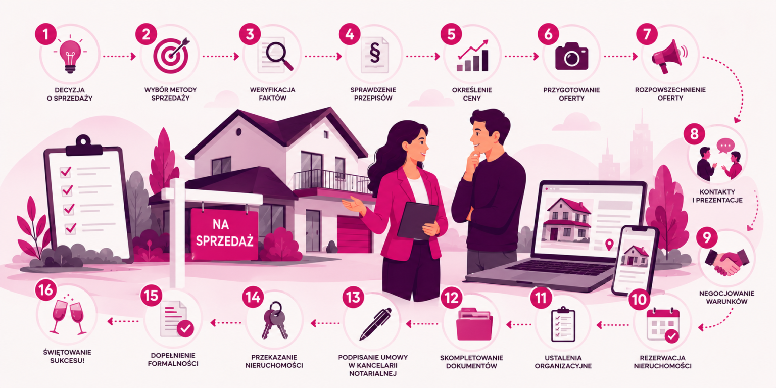 Infografika procesu sprzedaży domu krok po kroku