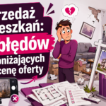 Zmartwiony mężczyzna w zniszczonym mieszkaniu na sprzedaż