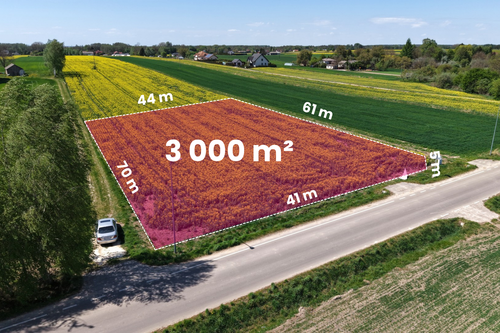 Działka rolna 3000 m² przy asfaltowej drodze