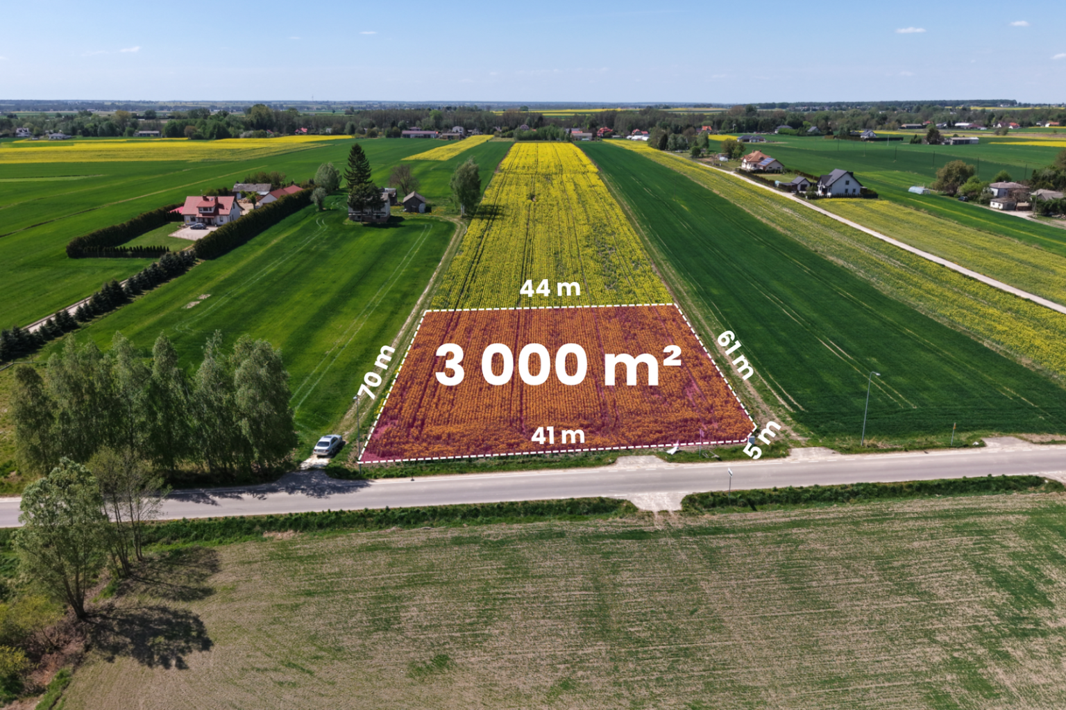 Działka rolna 3000 m² przy drodze